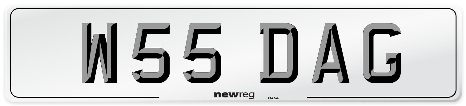 W55 DAG Number Plate from New Reg